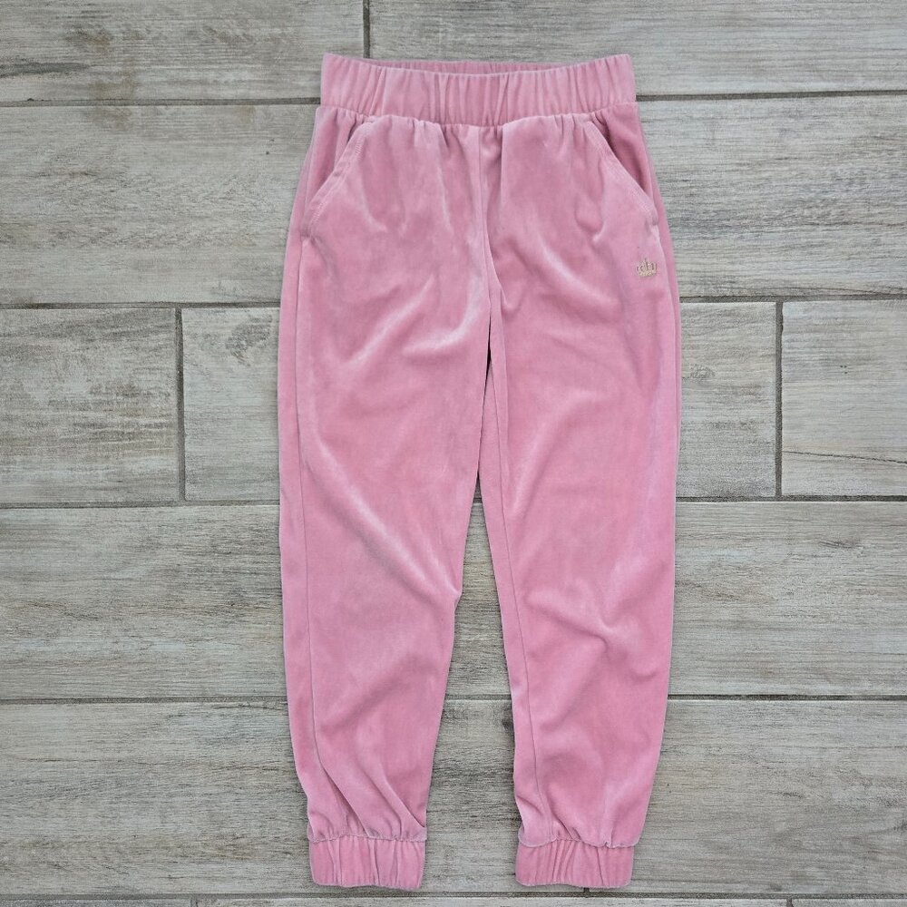 Juicy by Juicy Couture Pink Velvet Jogger Pants Youth Pull On Girls Fancy S 7/8